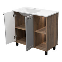 Тумба под раковину Brevita Lumus 90 напольная 2 дв., с нишей левая / LUM-06070-0842ЯL дуб галифакс олово / серая матовая эмаль — 7