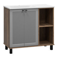 Тумба под раковину Brevita Lumus 90 напольная 2 дв., с нишей левая / LUM-06070-0842ЯL дуб галифакс олово / серая матовая эмаль — 10