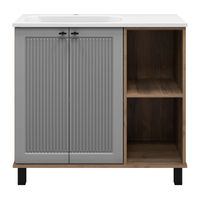 Тумба под раковину Brevita Lumus 90 напольная 2 дв., с нишей левая / LUM-06070-0842ЯL дуб галифакс олово / серая матовая эмаль — 4