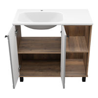 Тумба под раковину Brevita Lumus 90 напольная 2 дв., с нишей левая / LUM-06070-0842ЯL дуб галифакс олово / серая матовая эмаль — 5