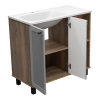 Тумба под раковину Brevita Lumus 90 напольная 2 дв., с нишей левая / LUM-06070-0842ЯL дуб галифакс олово / серая матовая эмаль — 11