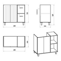 Тумба под раковину Brevita Lumus 90 напольная 2 дв., с нишей левая / LUM-06070-0842ЯL дуб галифакс олово / серая матовая эмаль — 15