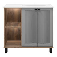 Тумба под раковину Brevita Lumus 90 напольная 2 дв., с нишей правая / LUM-06090-0842ЯP дуб галифакс олово / серая матовая эмаль — 3