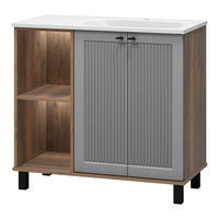 Тумба под раковину Brevita Lumus 90 напольная 2 дв., с нишей правая / LUM-06090-0842ЯP дуб галифакс олово / серая матовая эмаль — 9