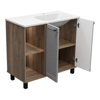 Тумба под раковину Brevita Lumus 90 напольная 2 дв., с нишей правая / LUM-06090-0842ЯP дуб галифакс олово / серая матовая эмаль — 7