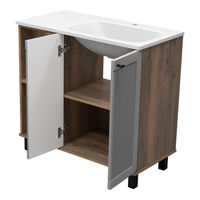 Тумба под раковину Brevita Lumus 90 напольная 2 дв., с нишей правая / LUM-06090-0842ЯP дуб галифакс олово / серая матовая эмаль — 11