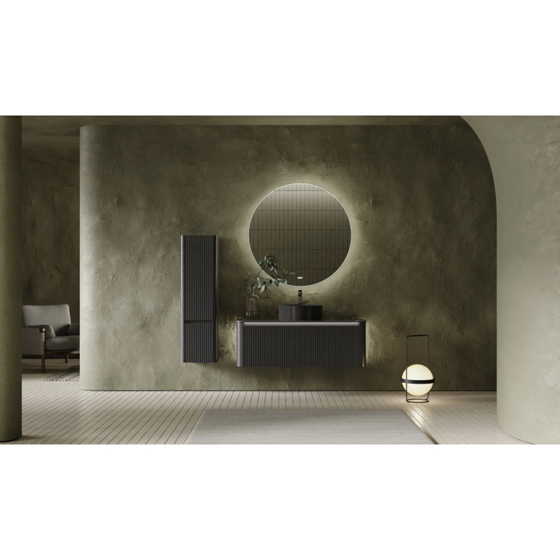 Шкаф-пенал для ванной Jorno Lumino 120 подвесной / Lum.04.120/P/A/JR антрацит