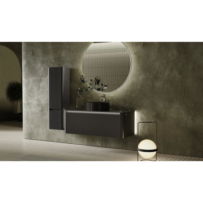 Шкаф-пенал для ванной Jorno Lumino 120 подвесной / Lum.04.120/P/A/JR антрацит