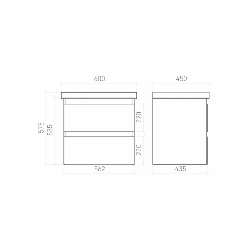 Тумба под раковину Laparet Vitrum 60 подвесная / LV-WCAB-60-11 белый матовый