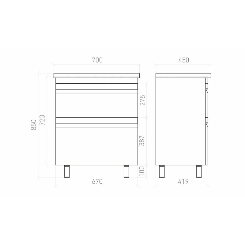 Тумба под раковину Laparet напольная Venus 70 / LVE-WFCAB-70-101 ультра белый глянец