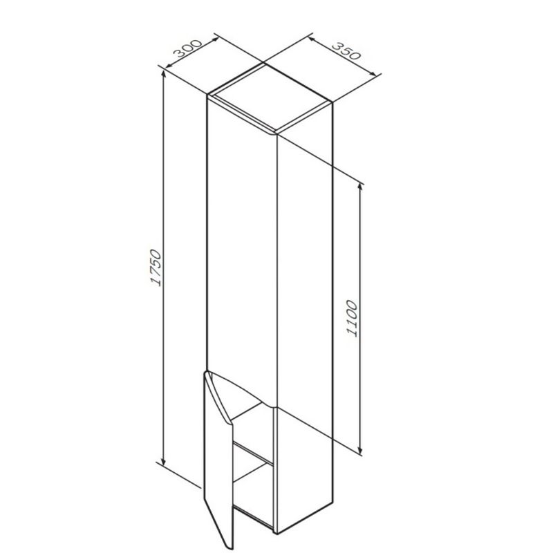 Шкаф-пенал для ванной AM.PM Like 35 см левый / M80CHL0356WG белый глянец