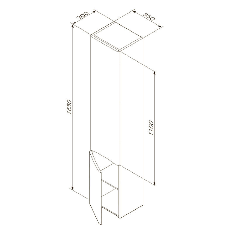 M80CHR0356WG Like, шкаф-колонна, подвесной, правый, 35 см, двери, белый, глянец