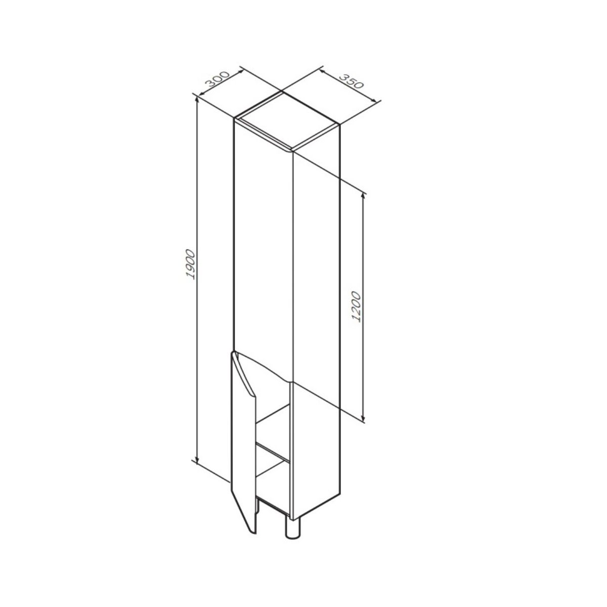 M80CSL0356WG Like, шкаф-колонна, напольный, левый, 35 см, двери, белый, глянец