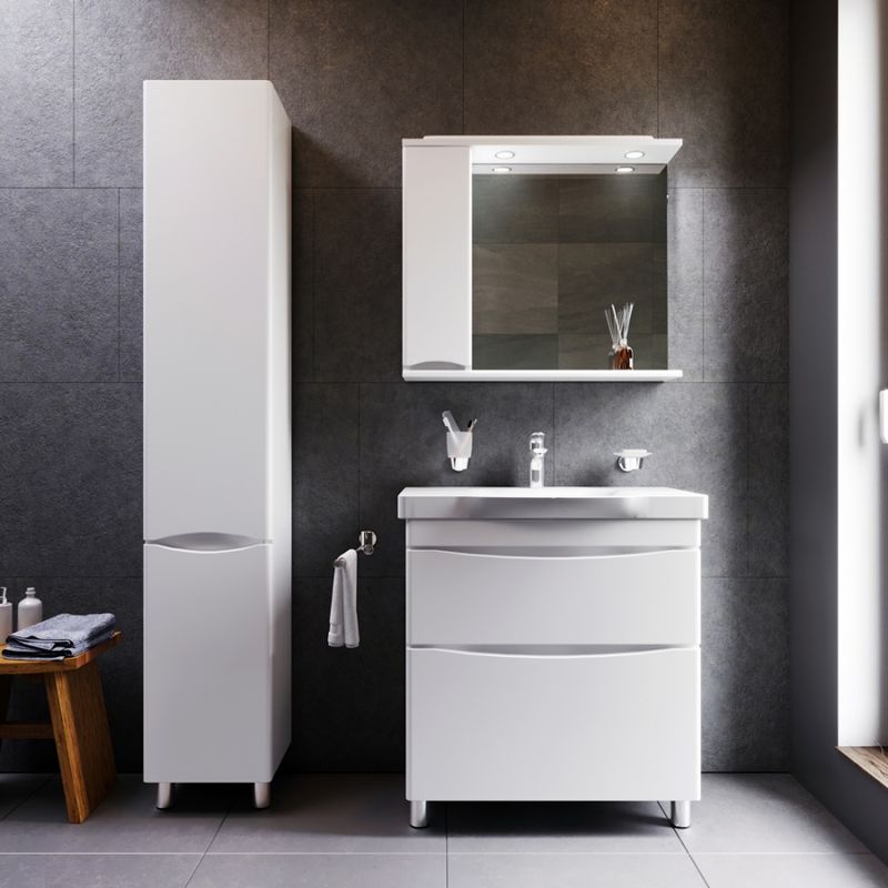 Шкаф-пенал для ванной AM.PM Like 35 см левый / M80CSL0356WG белый глянец