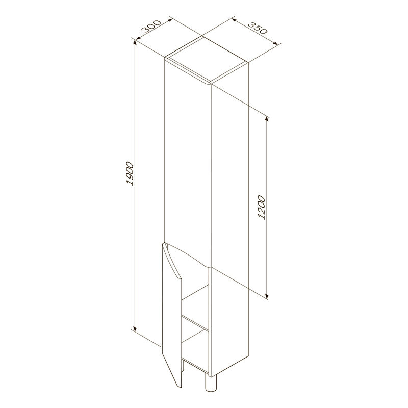 Шкаф-пенал для ванной AM.PM Like 35 см правый / M80CSR0356WG белый глянец