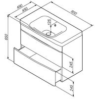Тумба под раковину AM.PM Like 80 см подвесная 2 ящика / M80FHX0802WG белый глянец — 8