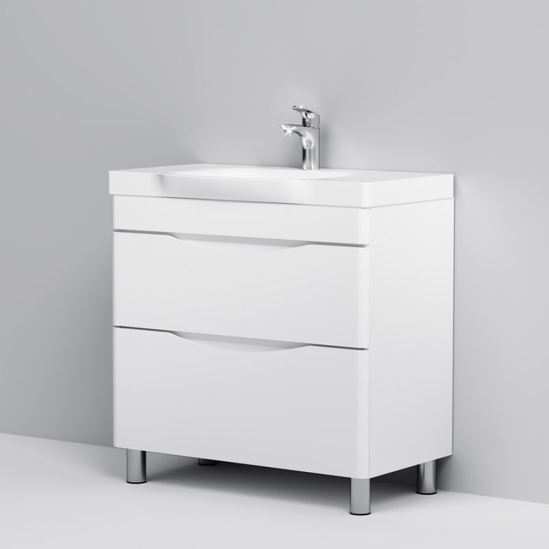 Тумба под раковину AM.PM Like 80 см напольная 2 ящика / M80FSX0802WG белый глянец