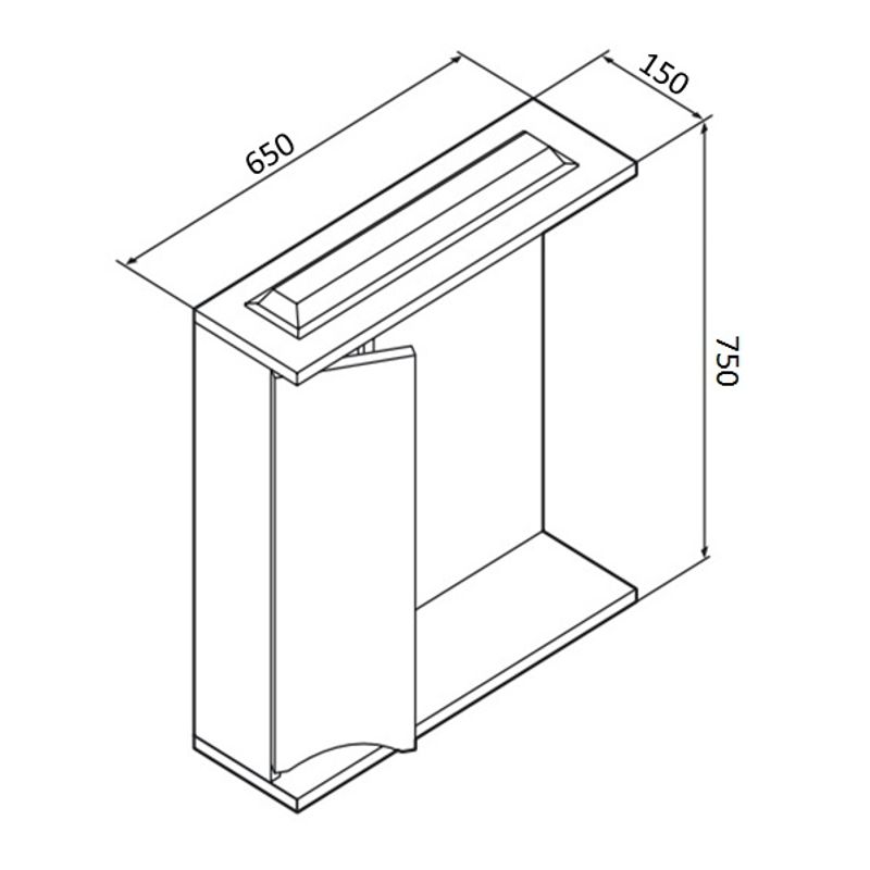 Шкаф с зеркалом для ванной AM.PM Like 65 см / M80MPL0651WG левый с подсветкой (белый глянец)