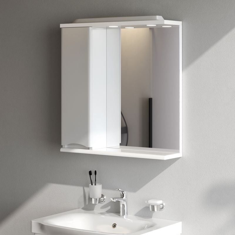 Шкаф с зеркалом для ванной AM.PM Like 65 см / M80MPL0651WG левый с подсветкой (белый глянец)