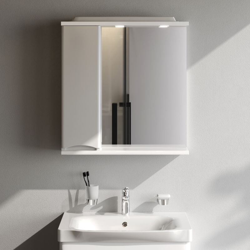 Шкаф с зеркалом для ванной AM.PM Like 65 см / M80MPL0651WG левый с подсветкой (белый глянец)