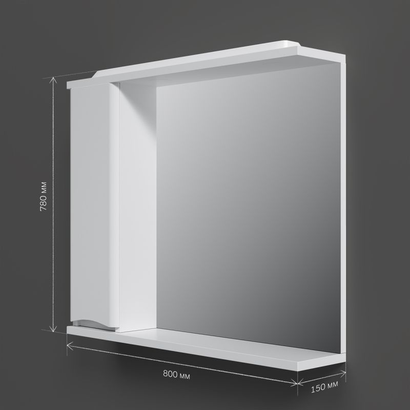 Шкаф с зеркалом для ванной AM.PM Like 80 см / M80MPL0801WG левый с подсветкой (белый глянец)