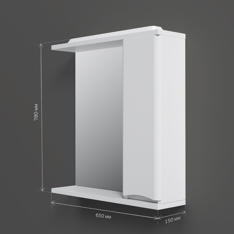 Шкаф с зеркалом для ванной AM.PM Like 65 см / M80MPR0651WG правый с подсветкой (белый глянец)