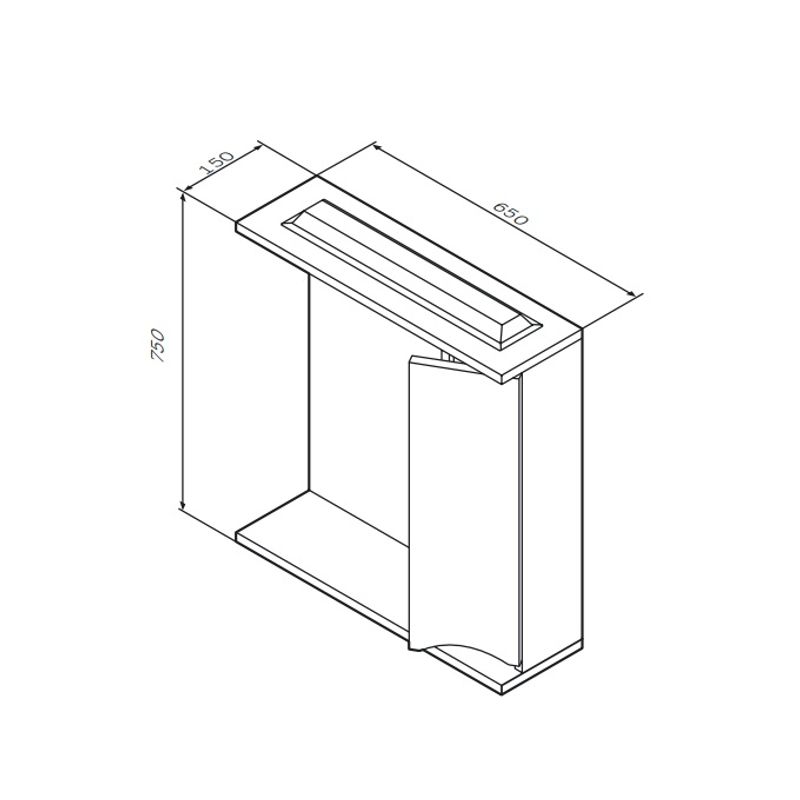 Шкаф с зеркалом для ванной AM.PM Like 65 см / M80MPR0651WG правый с подсветкой (белый глянец)