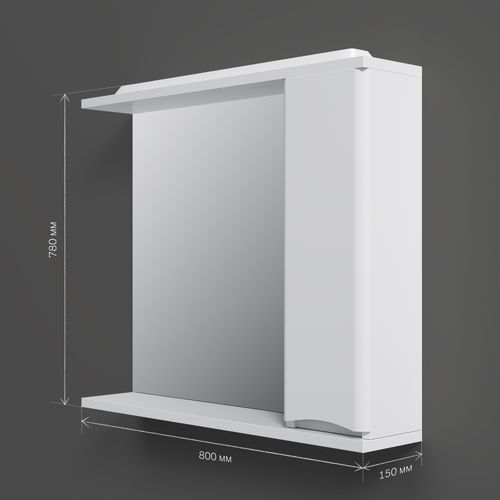 Шкаф с зеркалом для ванной AM.PM Like 80 см / M80MPR0801WG правый с подсветкой (белый глянец)