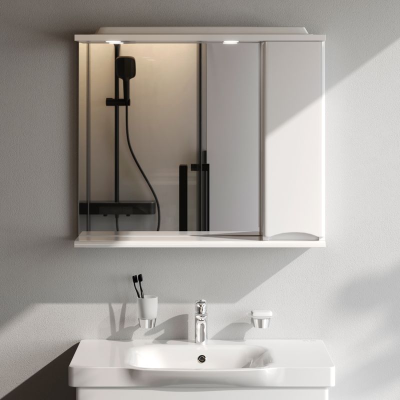 Шкаф с зеркалом для ванной AM.PM Like 80 см / M80MPR0801WG правый с подсветкой (белый глянец)