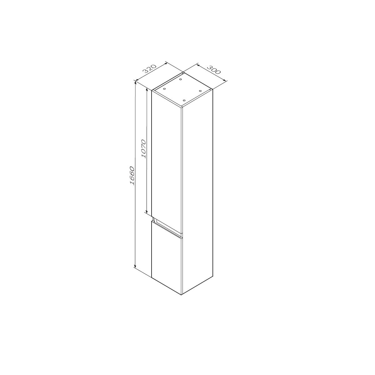M85ACHR0306BM X-Joy, шкаф-колонна, подвесной, правый, 30 см, цвет: черный матовый