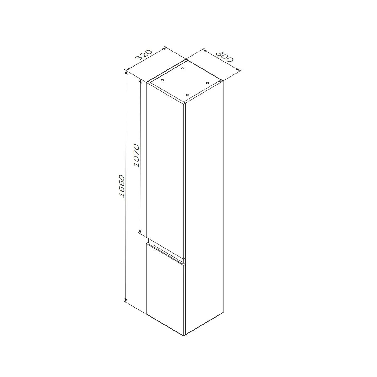 M85ACHR0306WG X-Joy, шкаф-колонна, подвесной, правый, 30 см, цвет: белый, глянец