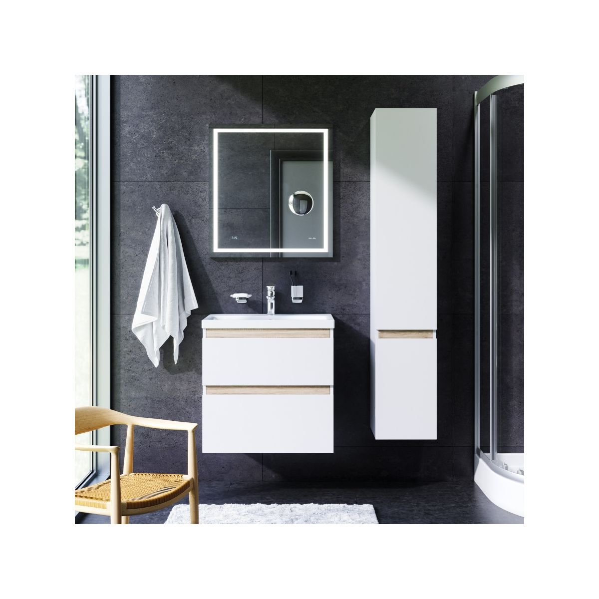 M85ACHR0306WG X-Joy, шкаф-колонна, подвесной, правый, 30 см, цвет: белый, глянец