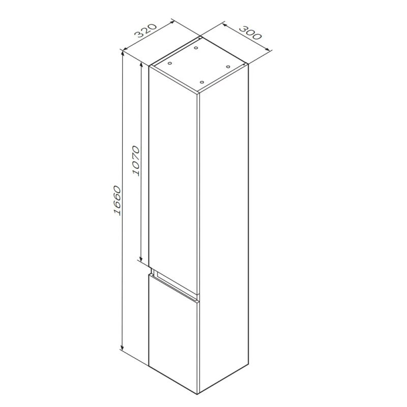 M85ACSR0306WG X-Joy, шкаф-колонна, напольный, правый, 30 см, двери, цвет: белый, глянец