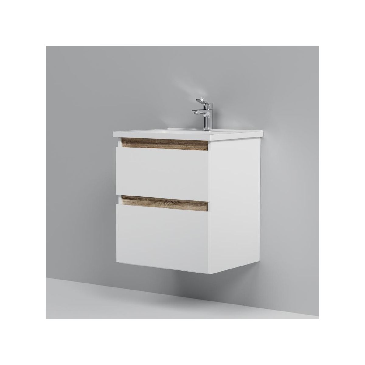 M85AFHX0552WG X-Joy, База под раковину, подвесная, 55 см, 2 ящика, белый глянец
