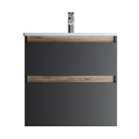 Тумба под раковину AM.PM X-Joy 65 см подвесная 2 ящика / M85AFHX0652BM черный матовый — 1