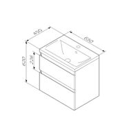 Тумба под раковину AM.PM X-Joy 65 см подвесная 2 ящика / M85AFHX0652BM черный матовый — 11