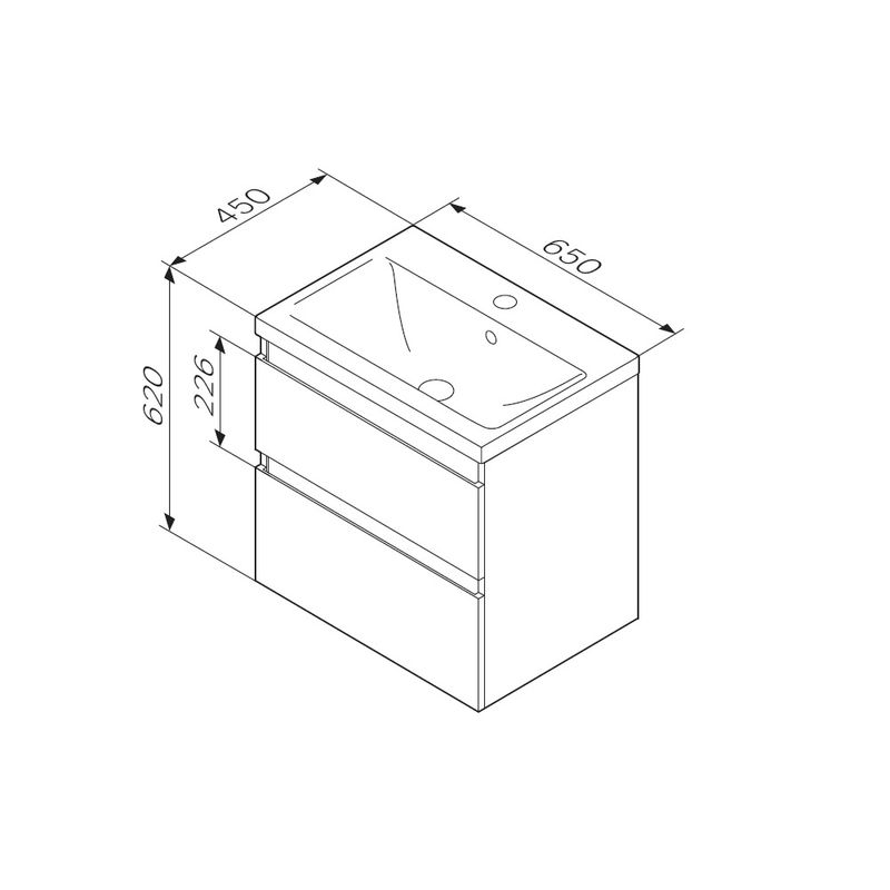 Тумба под раковину AM.PM X-Joy 65 см подвесная 2 ящика / M85AFHX0652BM черный матовый