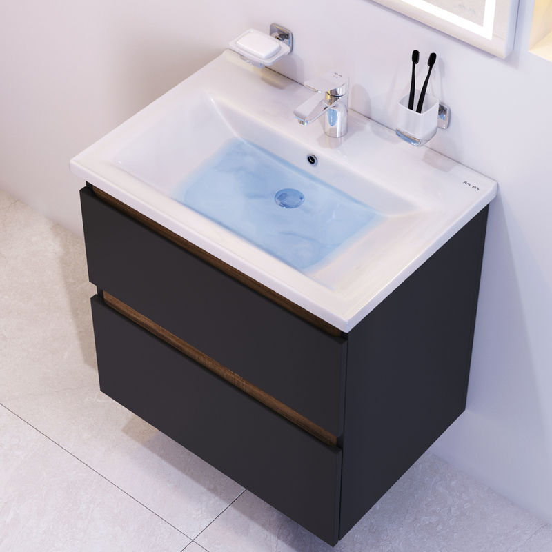 Тумба под раковину AM.PM X-Joy 65 см подвесная 2 ящика / M85AFHX0652BM черный матовый