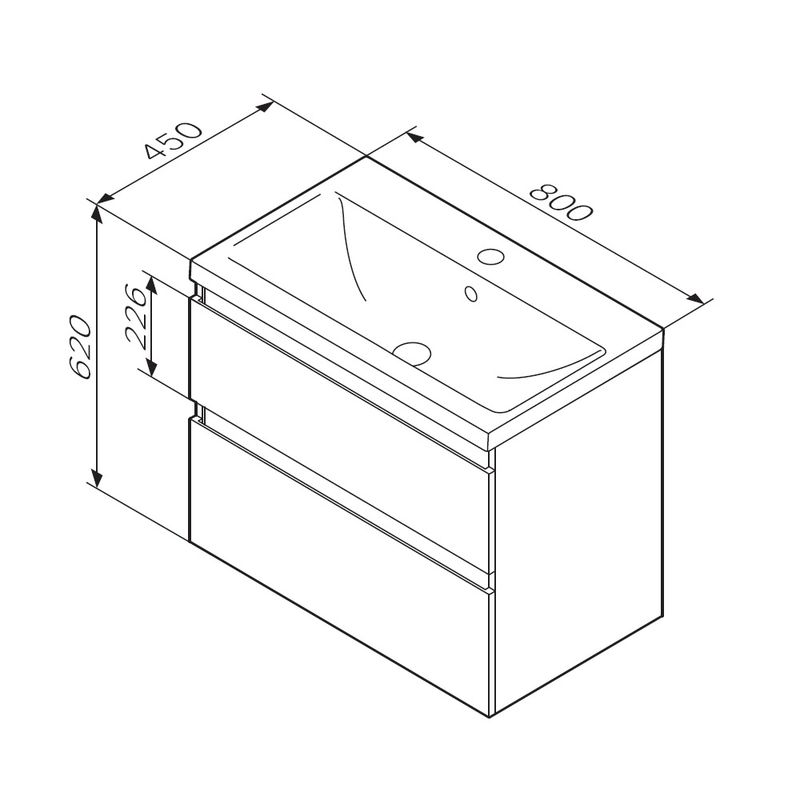 Тумба под раковину AM.PM X-Joy 80 см подвесная 2 ящика / M85AFHX0802BM черный матовый