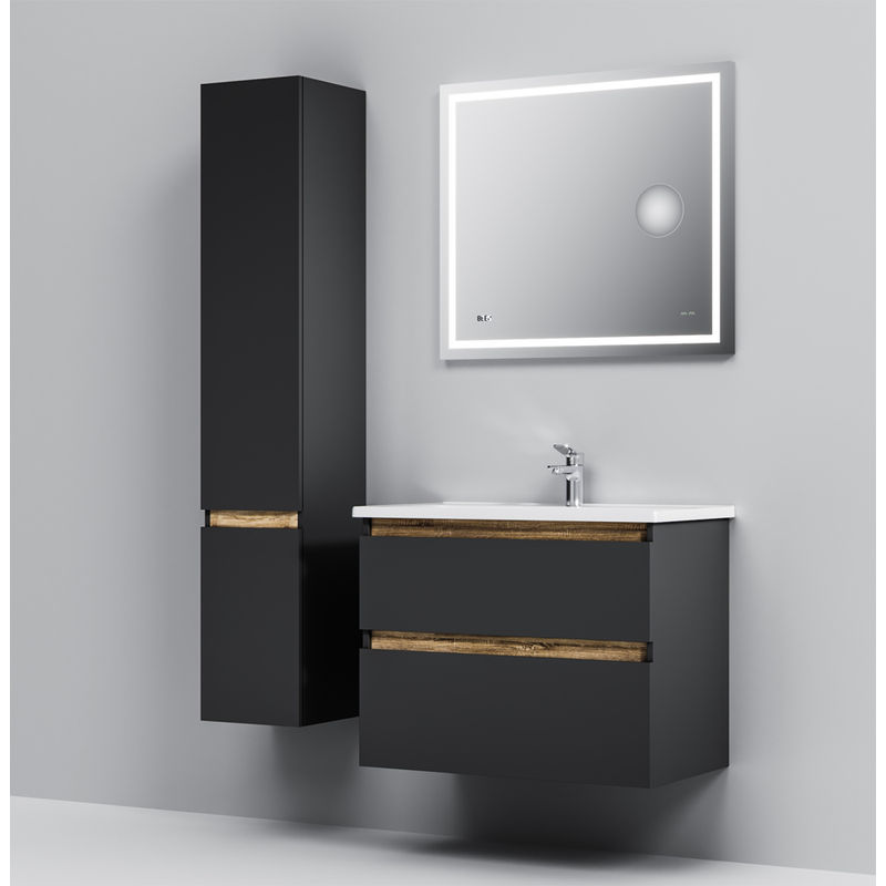 Тумба под раковину AM.PM X-Joy 80 см подвесная 2 ящика / M85AFHX0802BM черный матовый