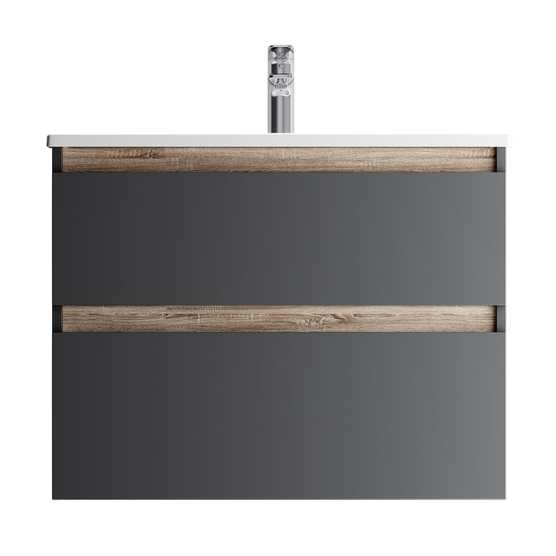 Тумба под раковину AM.PM X-Joy 80 см подвесная 2 ящика / M85AFHX0802BM черный матовый