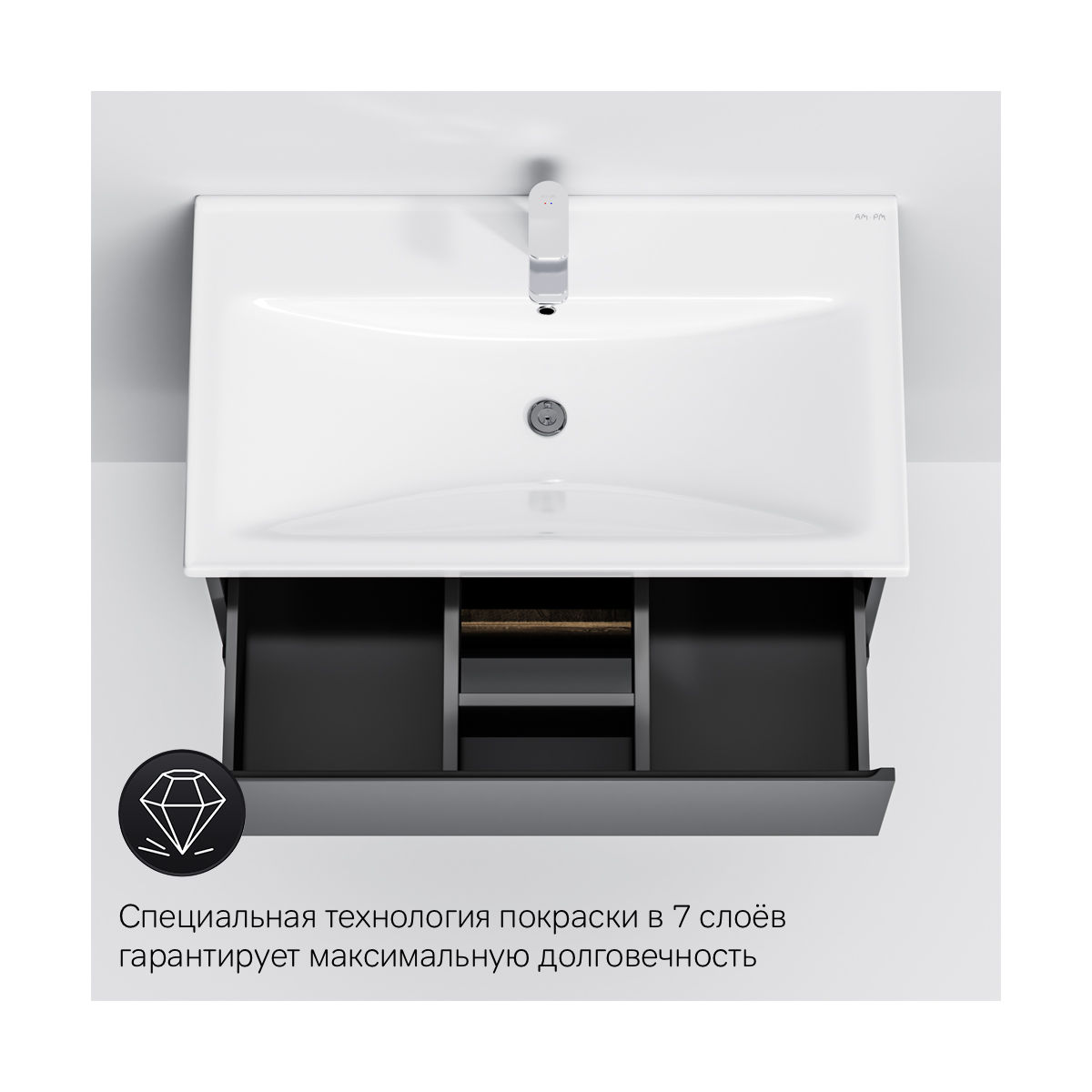 M85AFHX0802BM X-Joy, База под раковину, подвесная, 80 см, 2 ящика, черный матовый