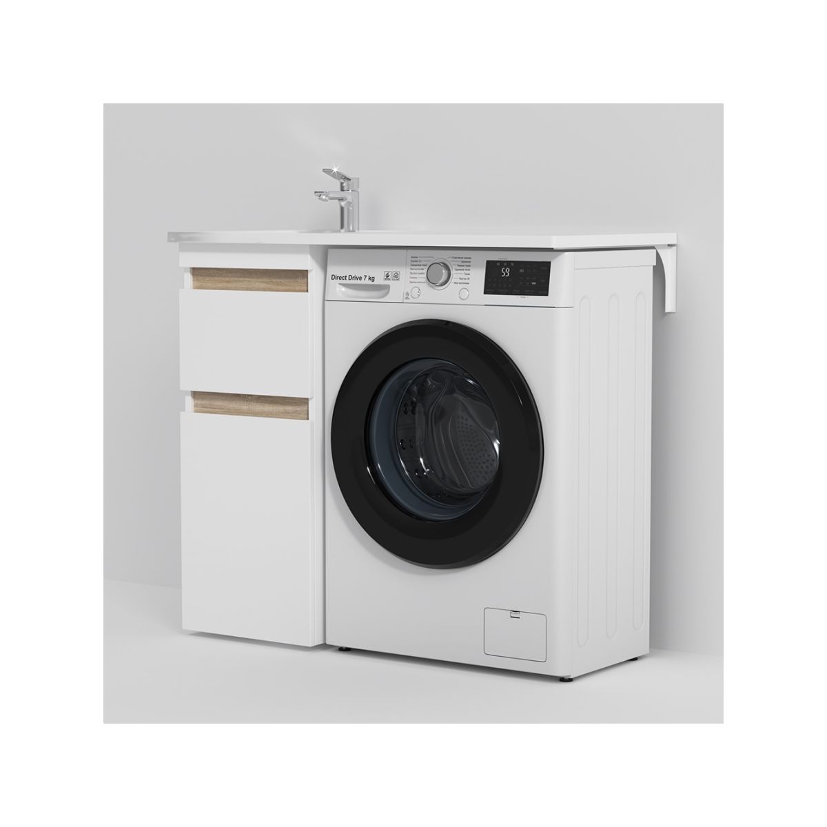 M85AFSX0402WG X-Joy, База под столешницу для стиральной машины, напольная, 40 см, 2 ящика, белый гля