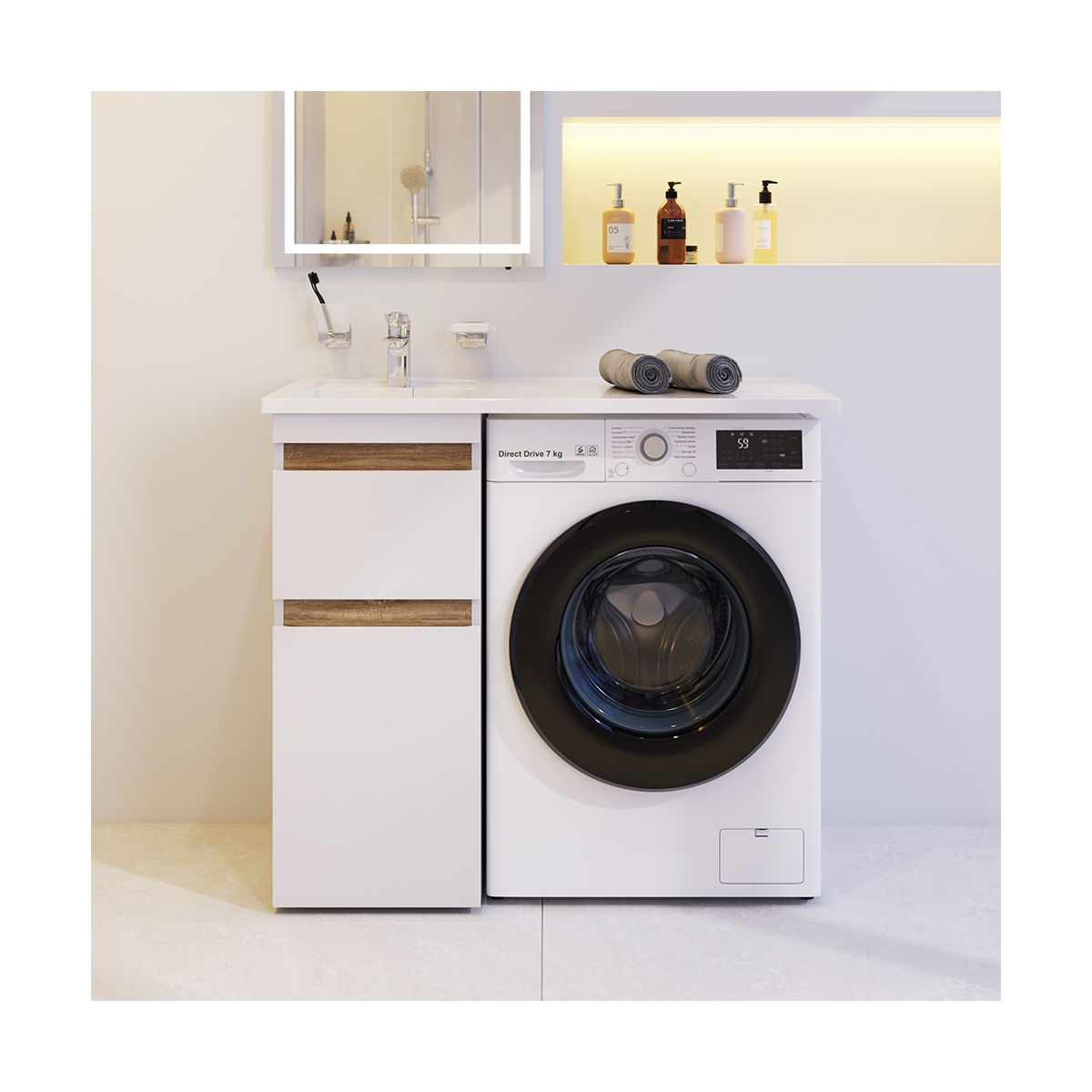 M85AFSX0402WG X-Joy, База под столешницу для стиральной машины, напольная, 40 см, 2 ящика, белый гля