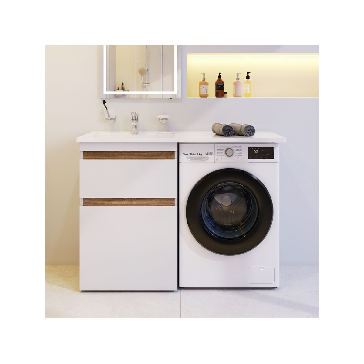 M85AFSX0602WG X-Joy, База под столешницу для стиральной машины, напольная, 60 см, 2 ящика, белый гля
