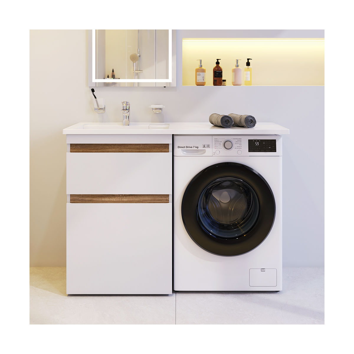M85AFSX0602WG X-Joy, База под столешницу для стиральной машины, напольная, 60 см, 2 ящика, белый гля