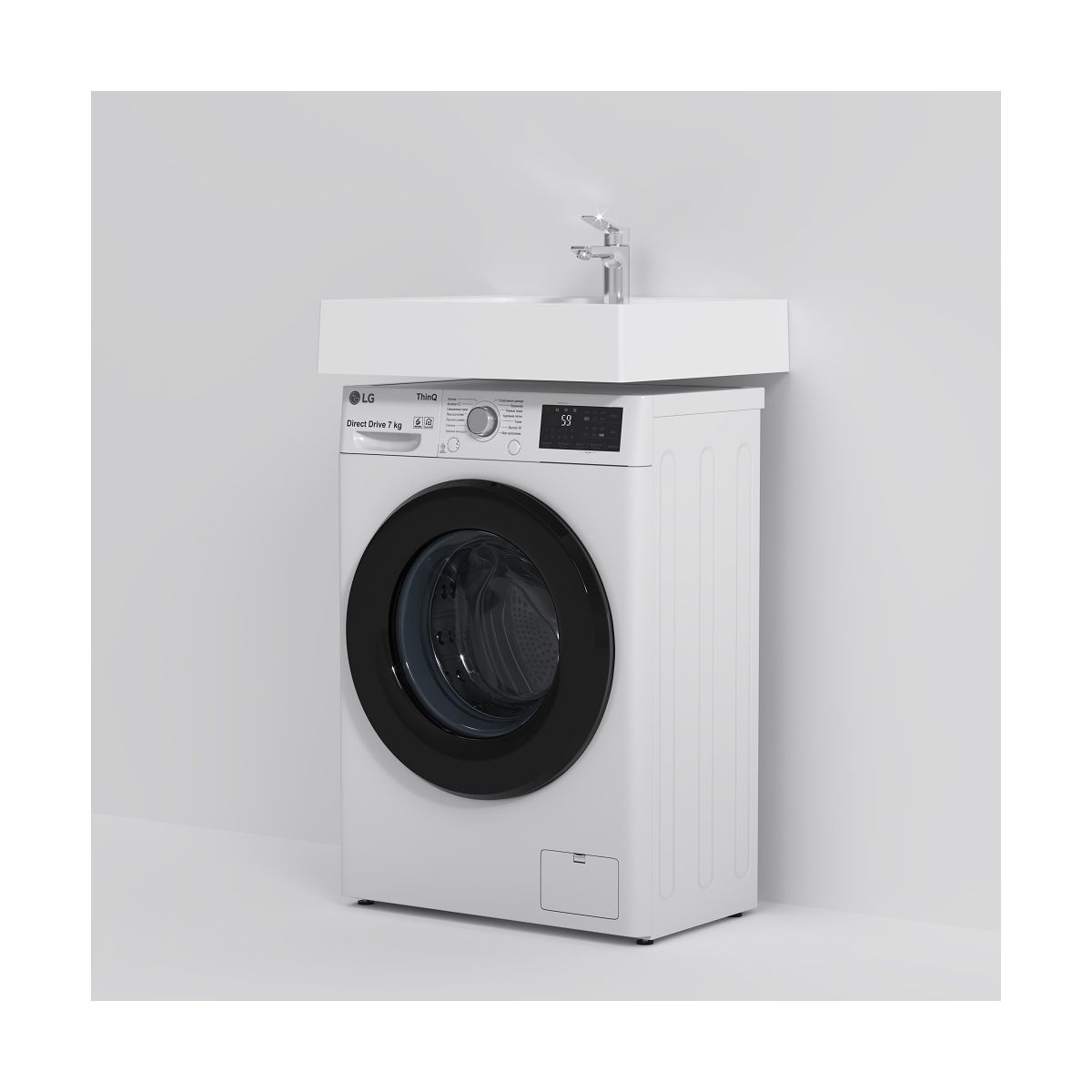 M85AWCC0602WG X-Joy, Раковина над стиральной машиной, литьевой мрамор, 60 см, белый глянец