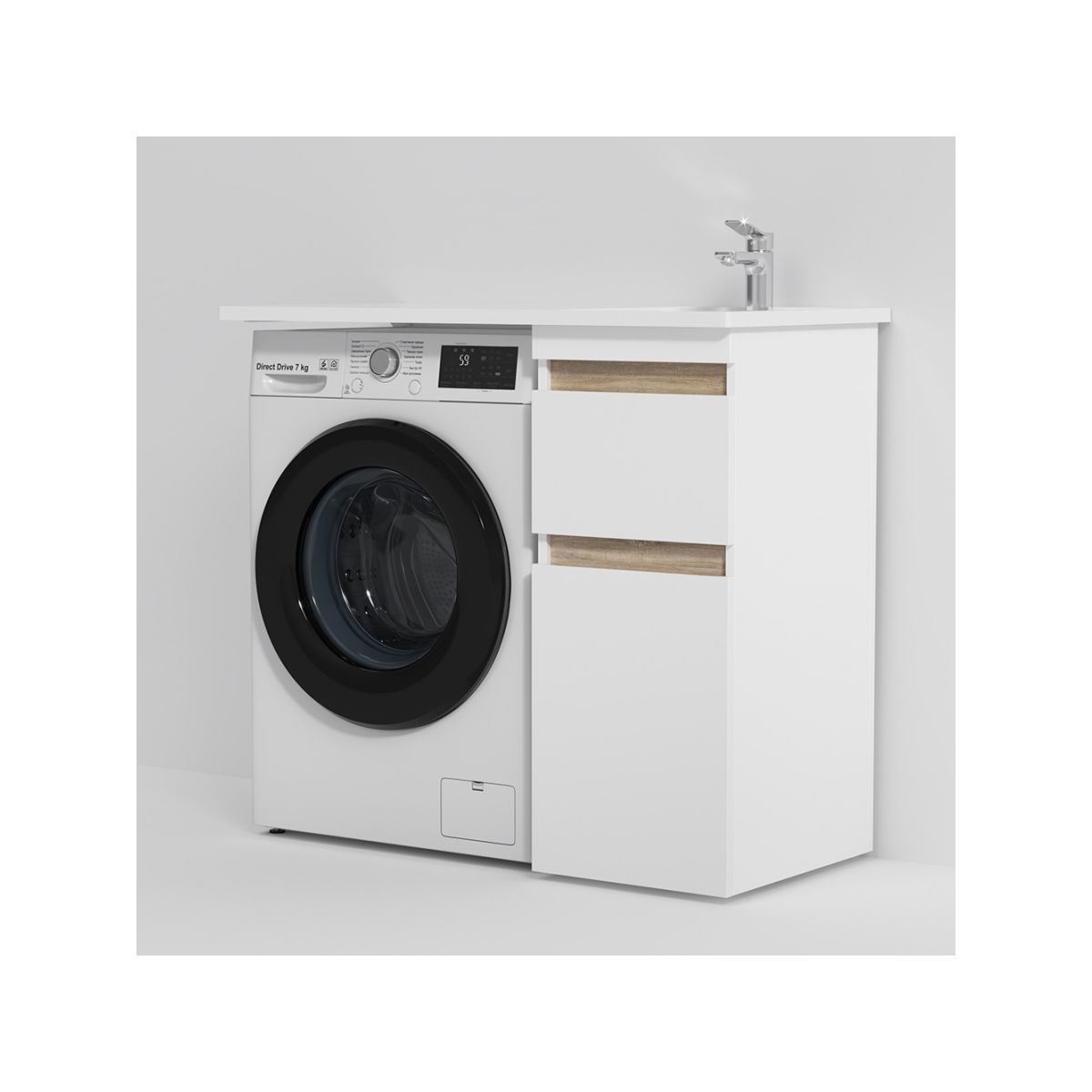 M85AWPR1001WG X-Joy, Раковина над стиральной машиной, литьевой мрамор, правая, 100 см, белый глянец