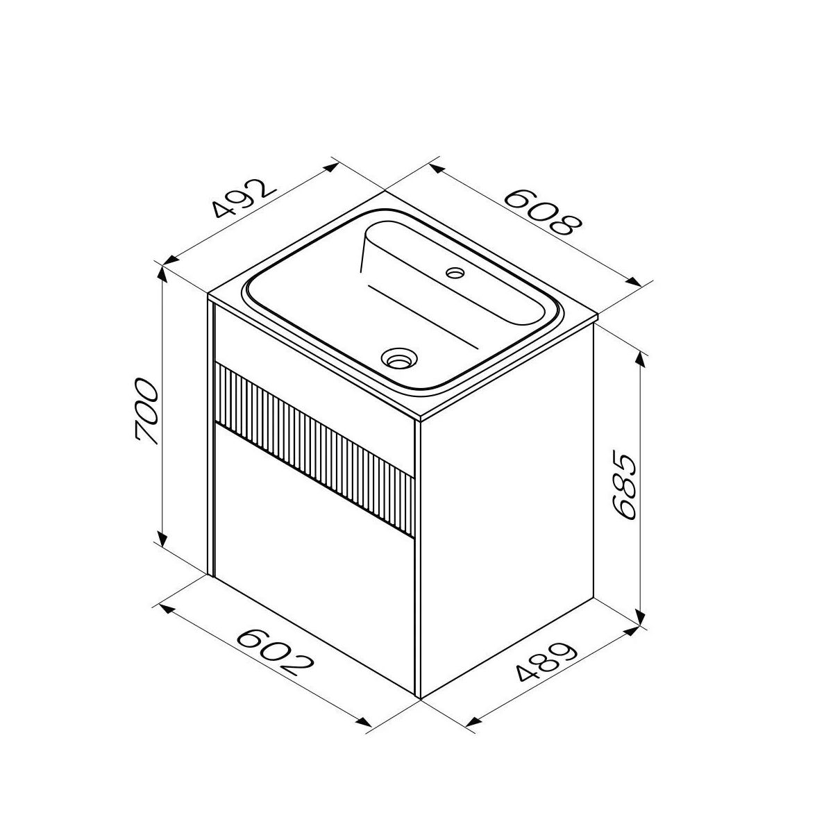 M8FFUX0602WM Func, База 2 ящика (push-to-open), 60 см, цвет белый матовый