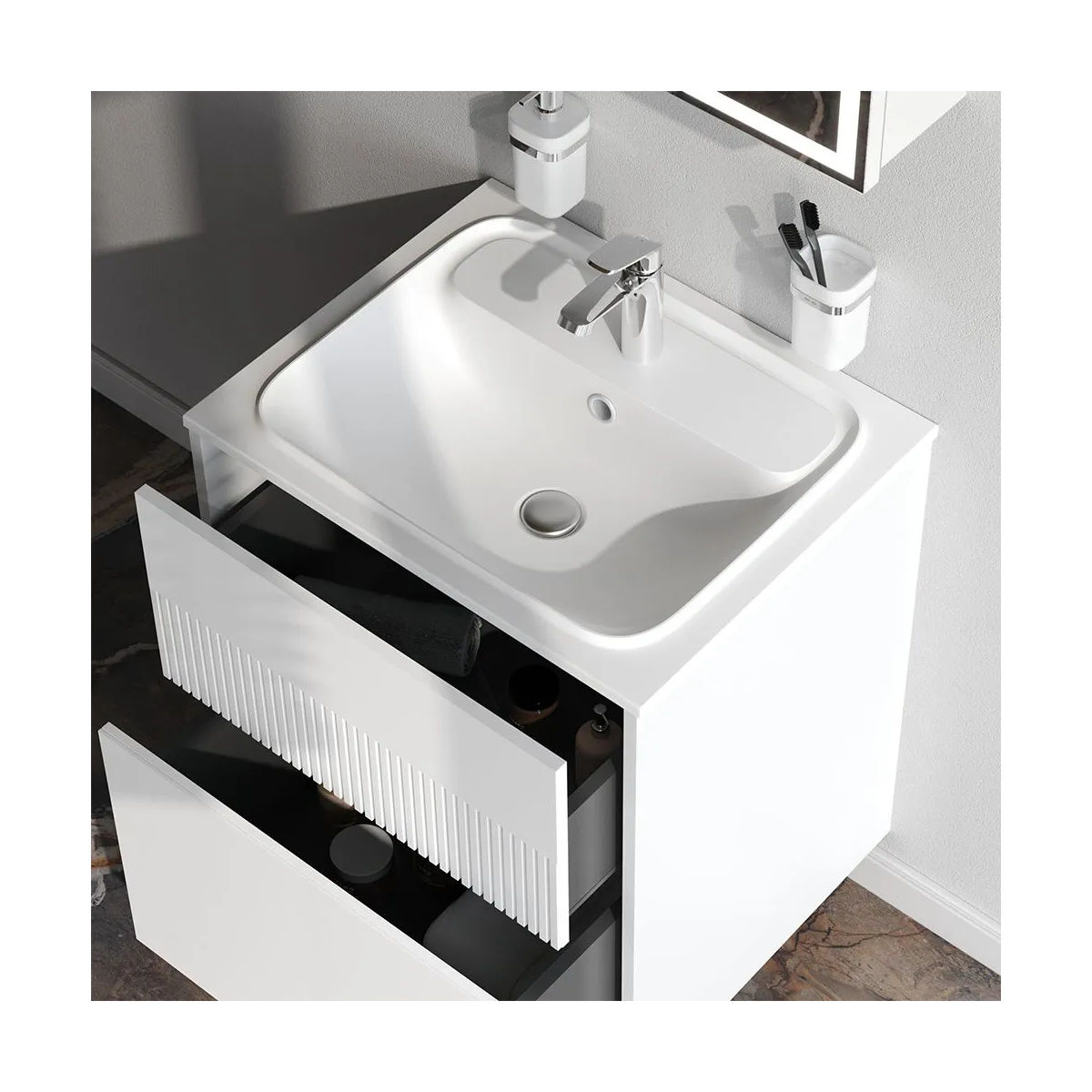 M8FFUX0602WM Func, База 2 ящика (push-to-open), 60 см, цвет белый матовый